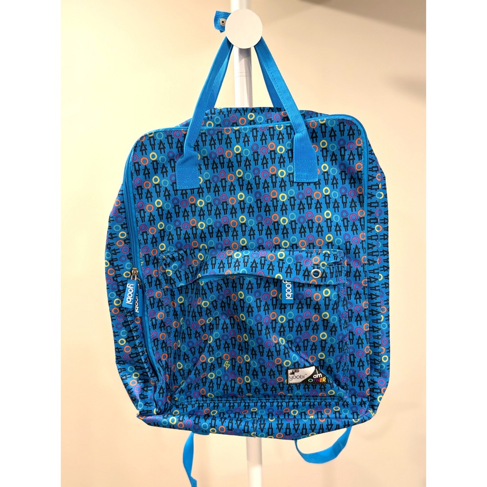 Yoobi Pharrell Williams i am OTHER Blue Geometric Laptop Backpack Y2K Streetwear